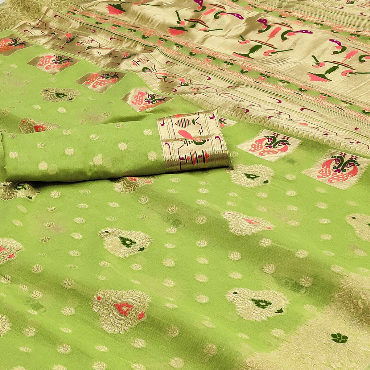 green-woven-cotton-silk-paithani-saree-1