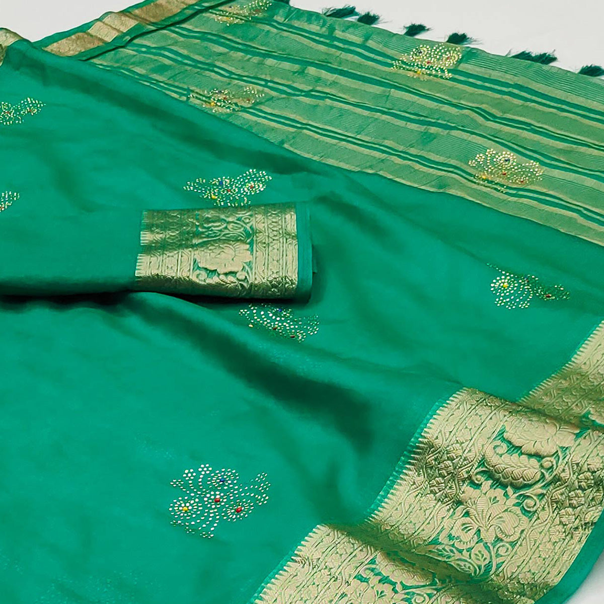 green-woven-with-swarovski-work-organza-saree
