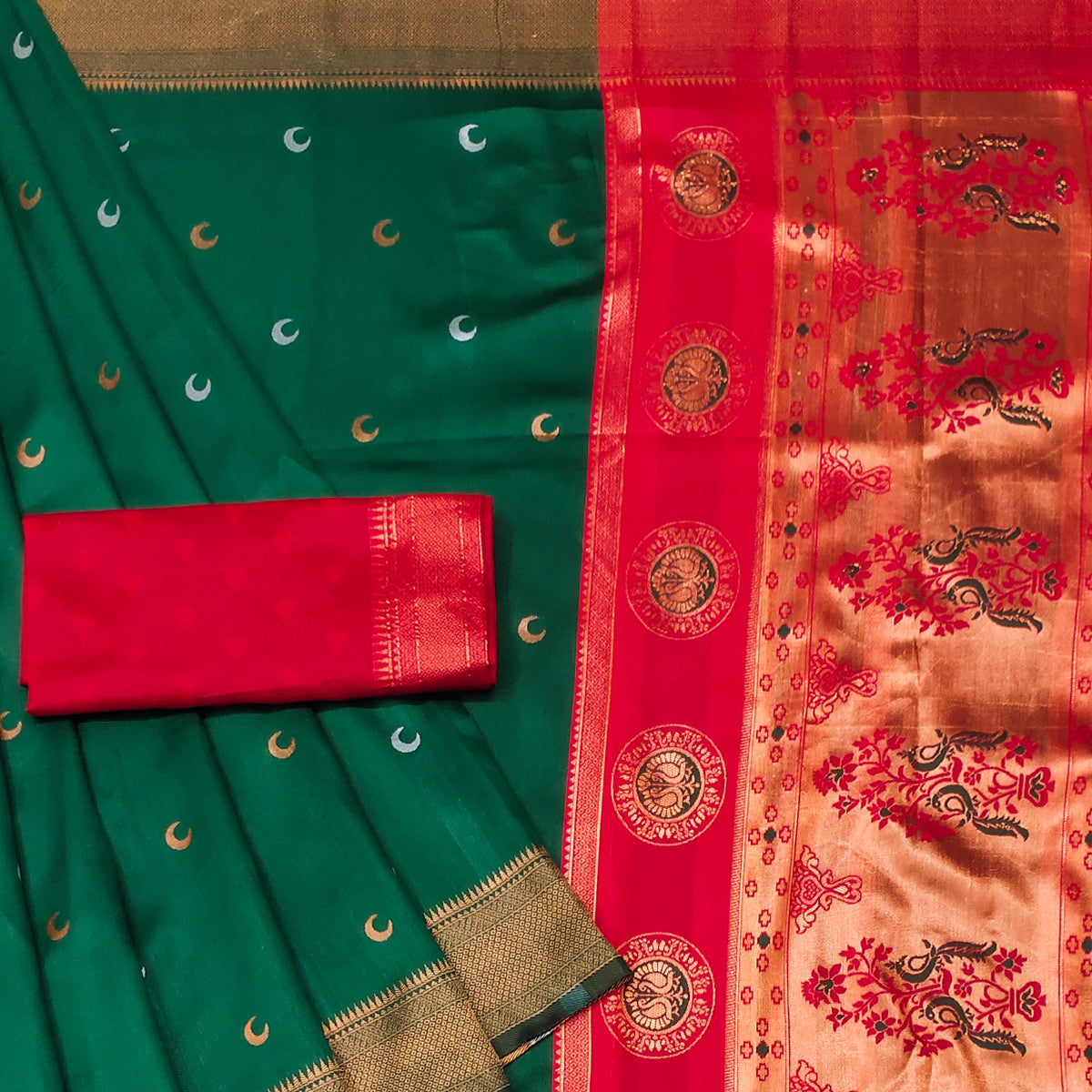 green-zari-weaving-cotton-silk-jacquard-saree