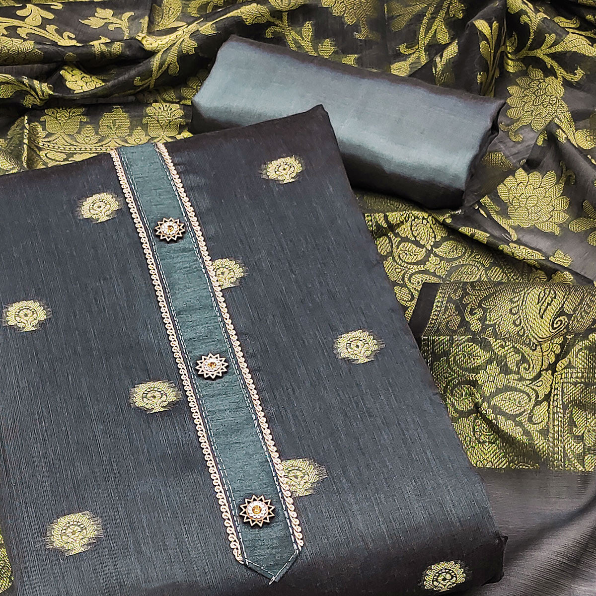 grey-floral-woven-banarasi-silk-dress-material