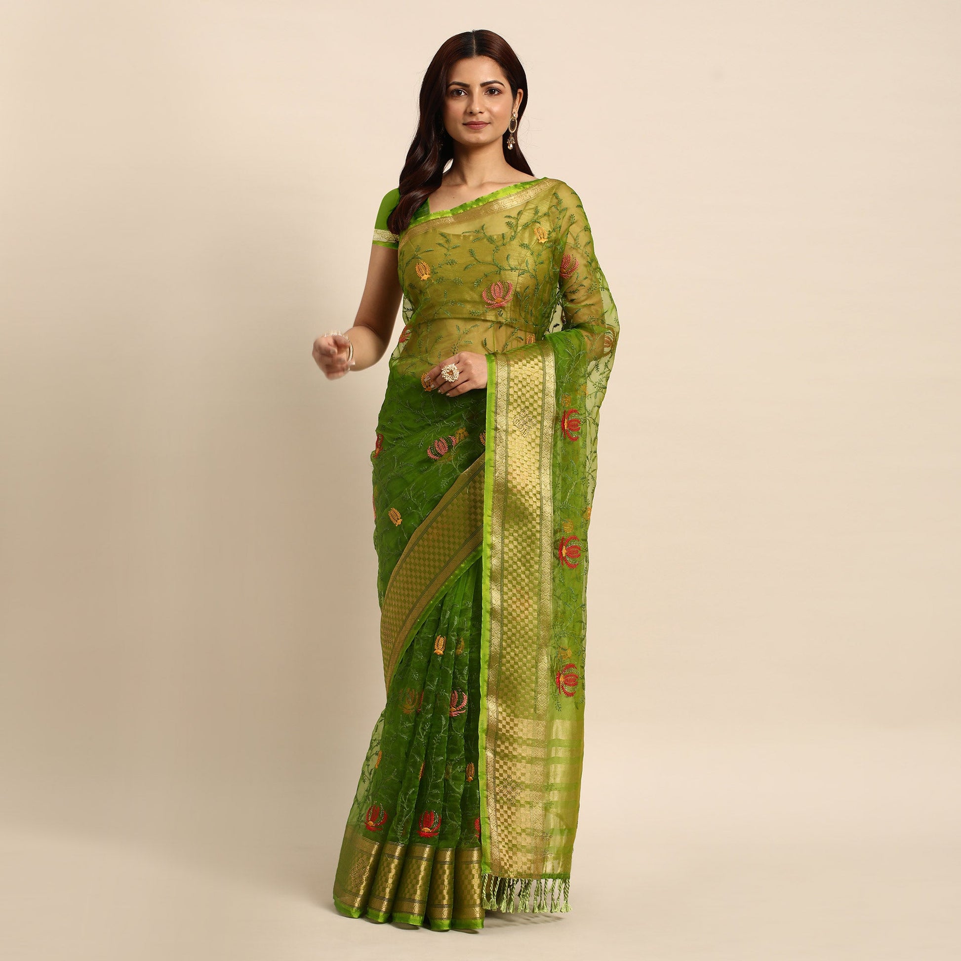 green-floral-embroidered-organza-saree-4