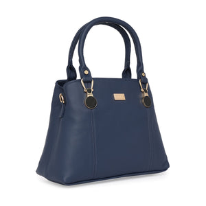 Blue Women Vegan Leather Handbag With Belt