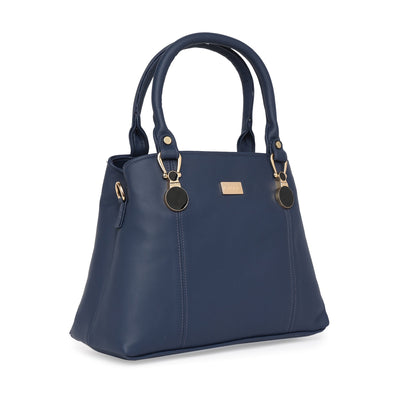 Blue Women Vegan Leather Handbag With Belt