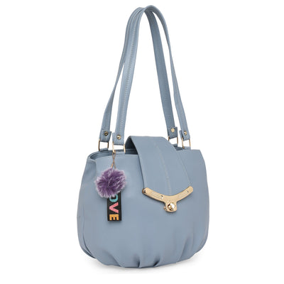 Grey Women Vegan Leather Handbag With Belt