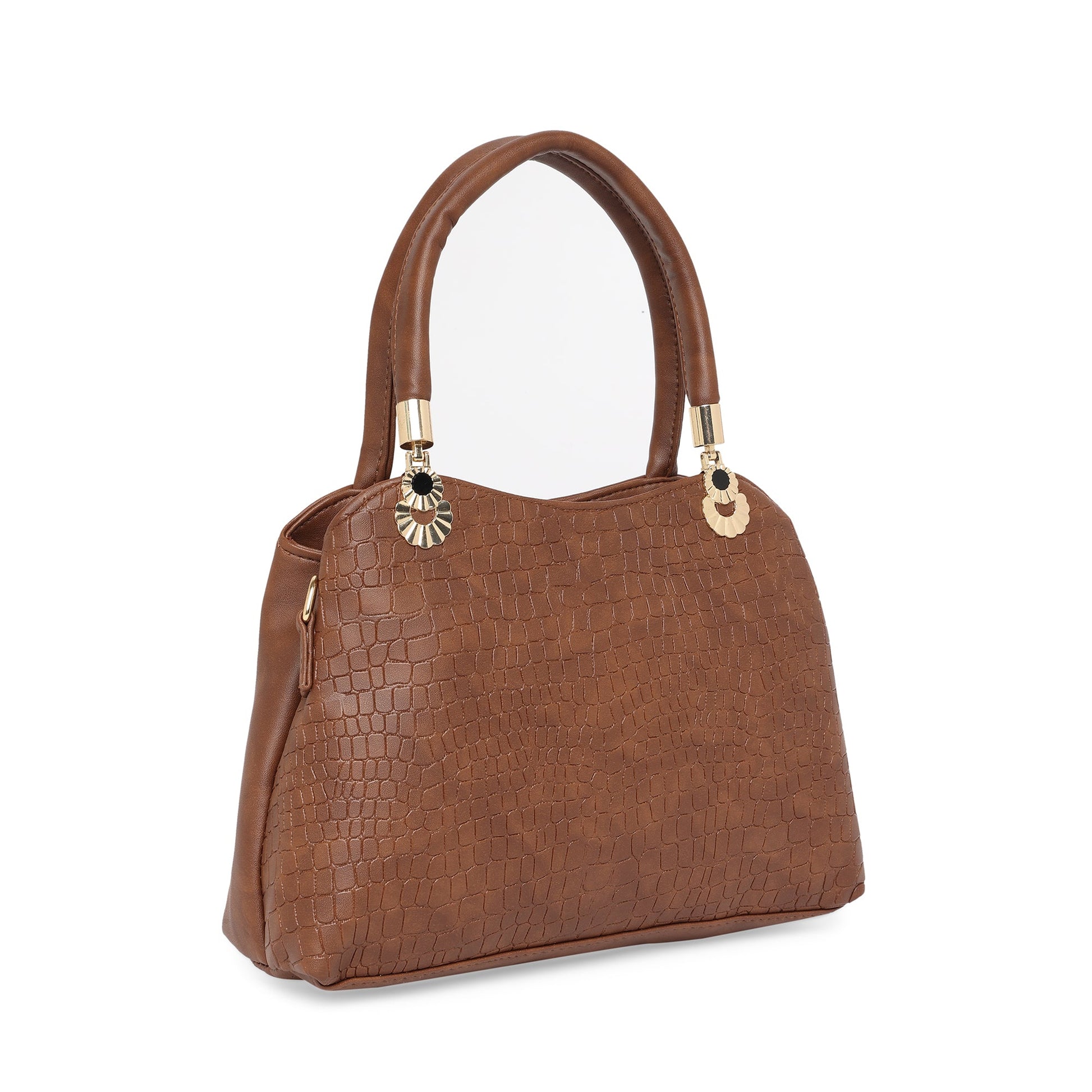 Brown Women Vegan Leather Handbag With Belt