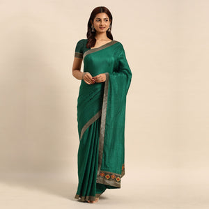 green-solid-vichitra-silk-saree-with-fancy-border