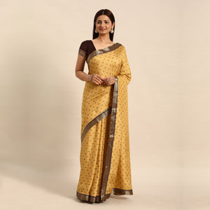 Chikoo Printed Vichitra Silk Saree