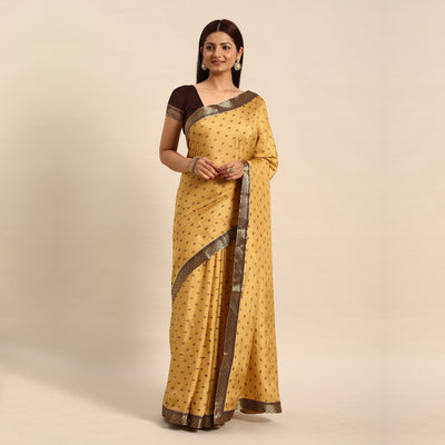 Chikoo Printed Vichitra Silk Saree