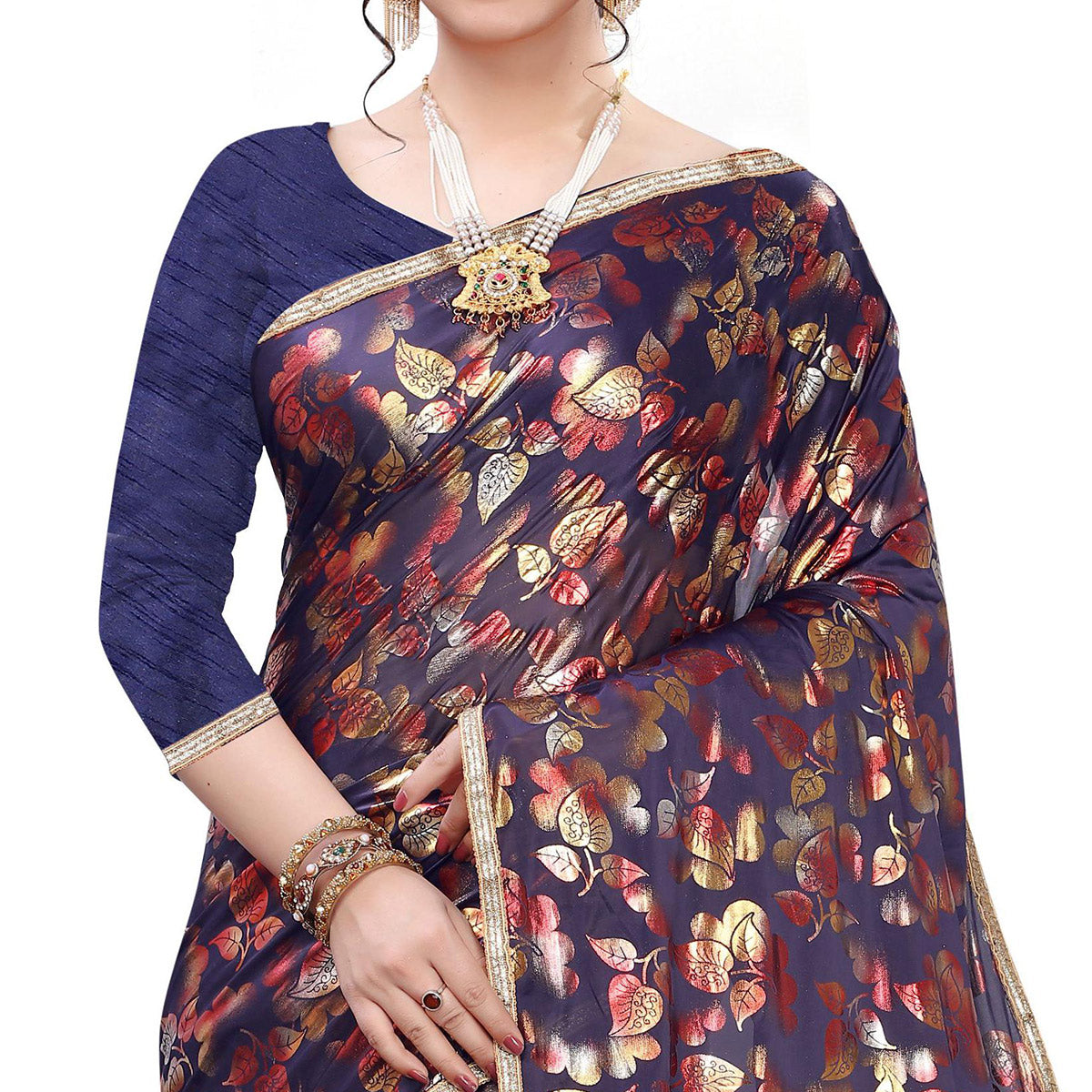 Energetic Blue Colored Casual Wear Printed Art Silk Saree