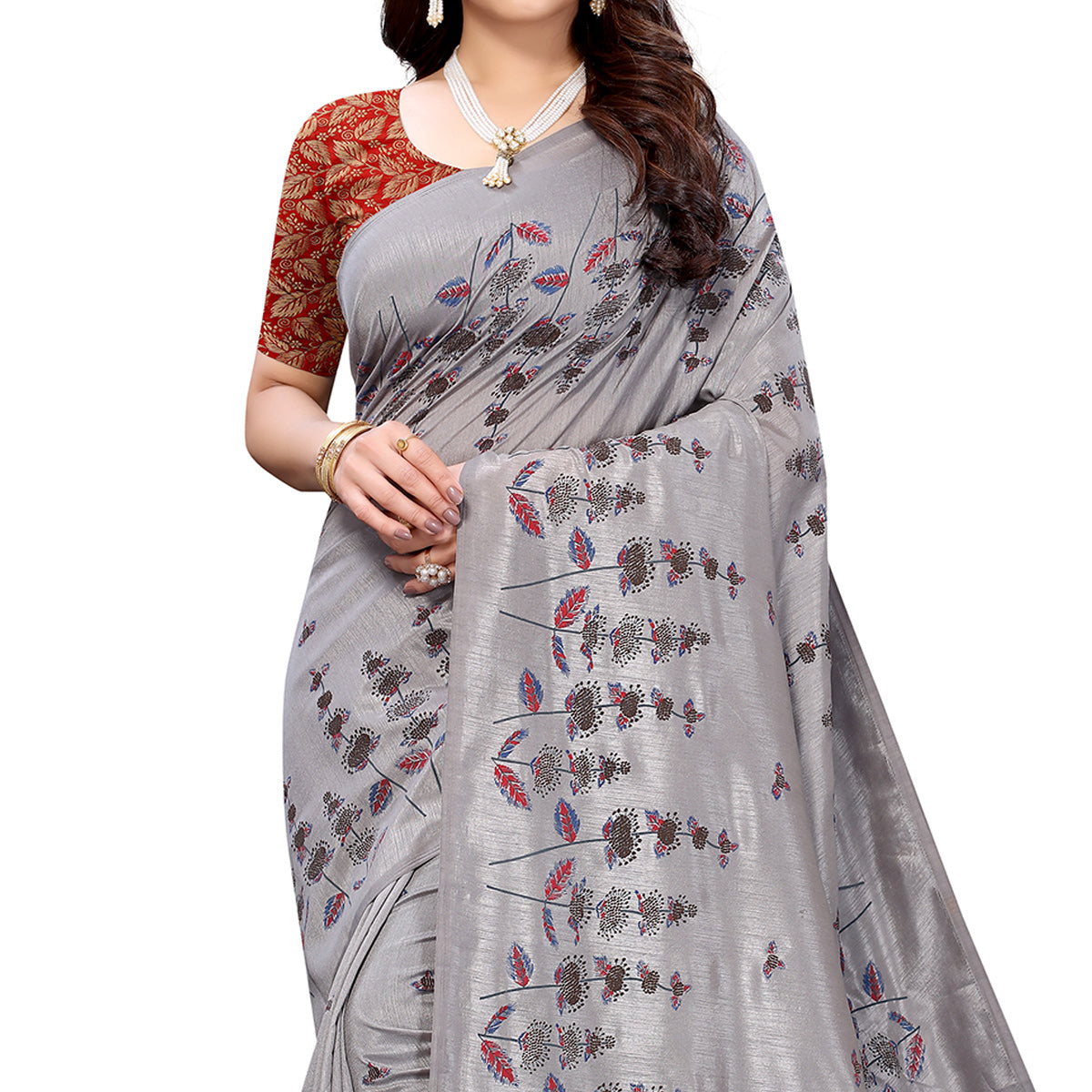 grey-casual-wear-printed-vichitra-silk-saree-120270