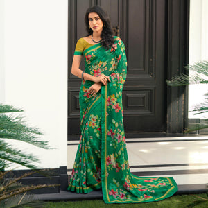 green-floral-printed-georgette-saree-6