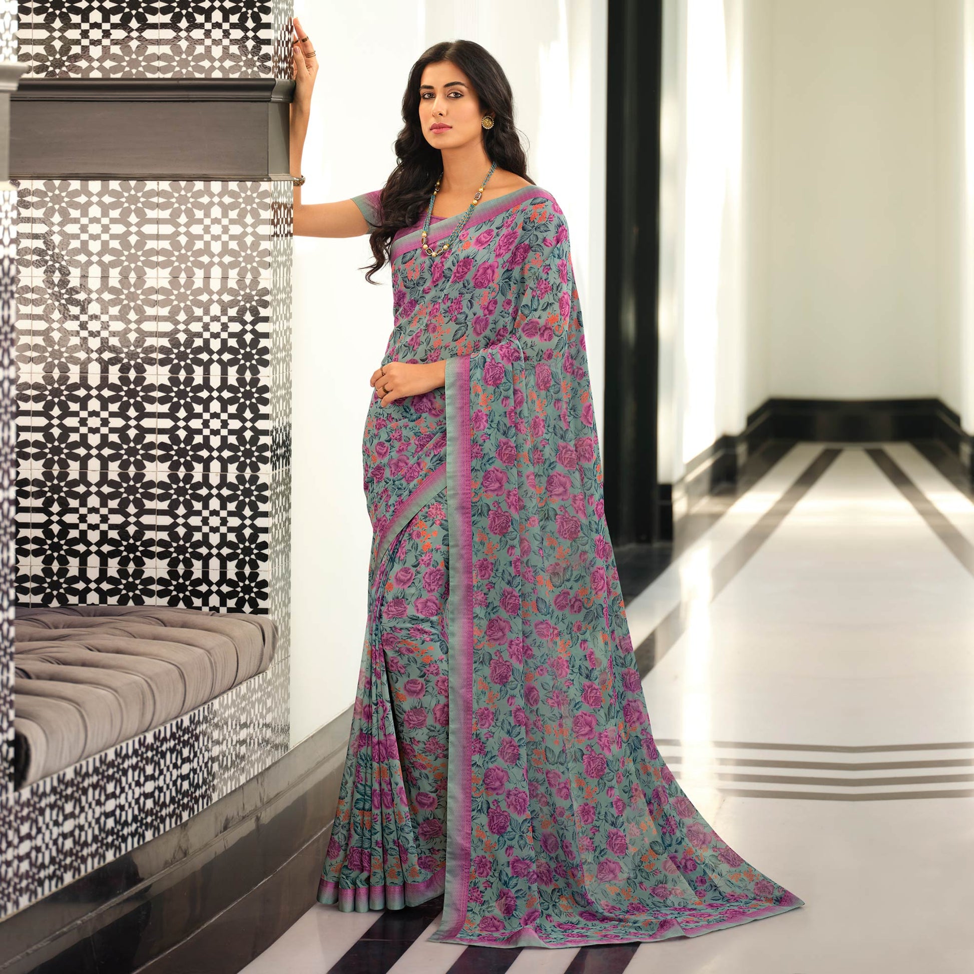 grey-floral-printed-georgette-saree-6