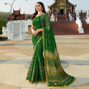 green-bhandhani-printed-chiffon-saree