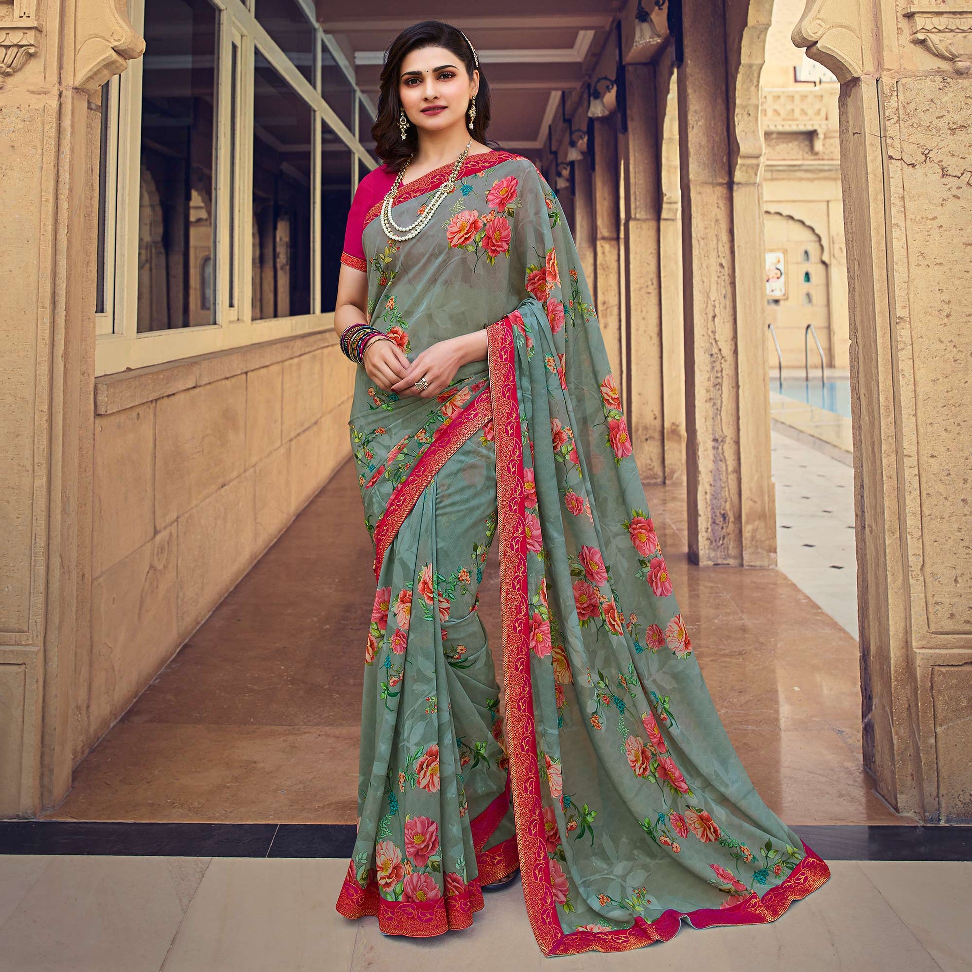 grey-floral-printed-georgette-saree-8