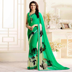 green-printed-georgette-saree-with-lace-border-1