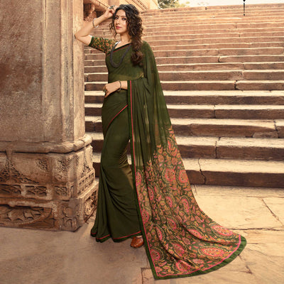 green-printed-georgette-saree-with-lace-border-4