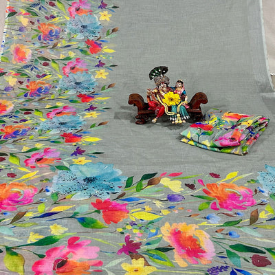 grey-floral-digital-printed-linen-saree-1