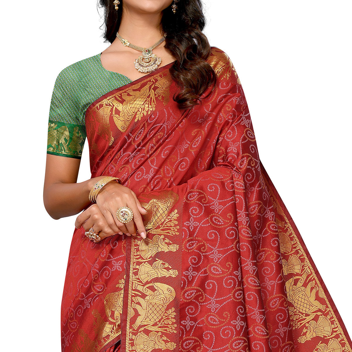 Maroon Woven Banarasi Silk Saree