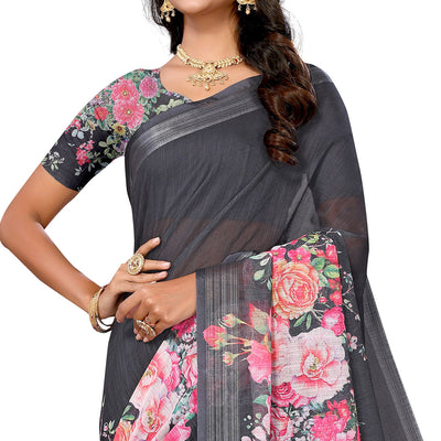 grey-pink-digital-floral-printed-linen-saree