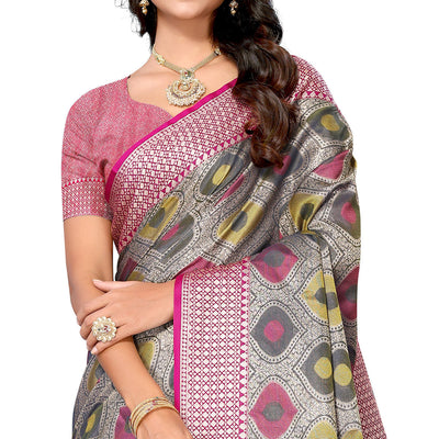 Grey Woven Banarasi Silk Saree