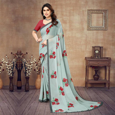 grey-floral-printed-georgette-saree-with-lace-border