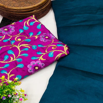 Morpich Solid Vichitra Silk Saree With Tassels