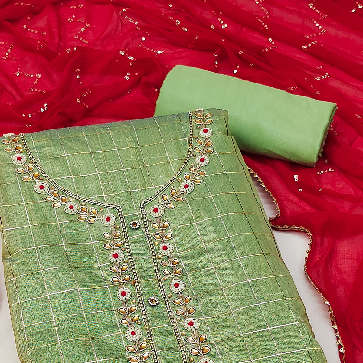 green-embroidered-chanderi-dress-material-8