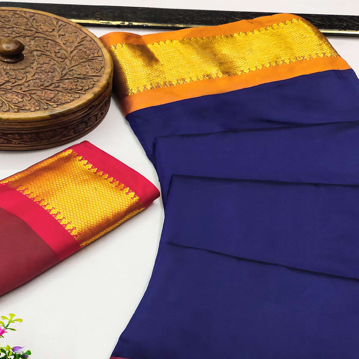 Blue Woven Art Silk Saree