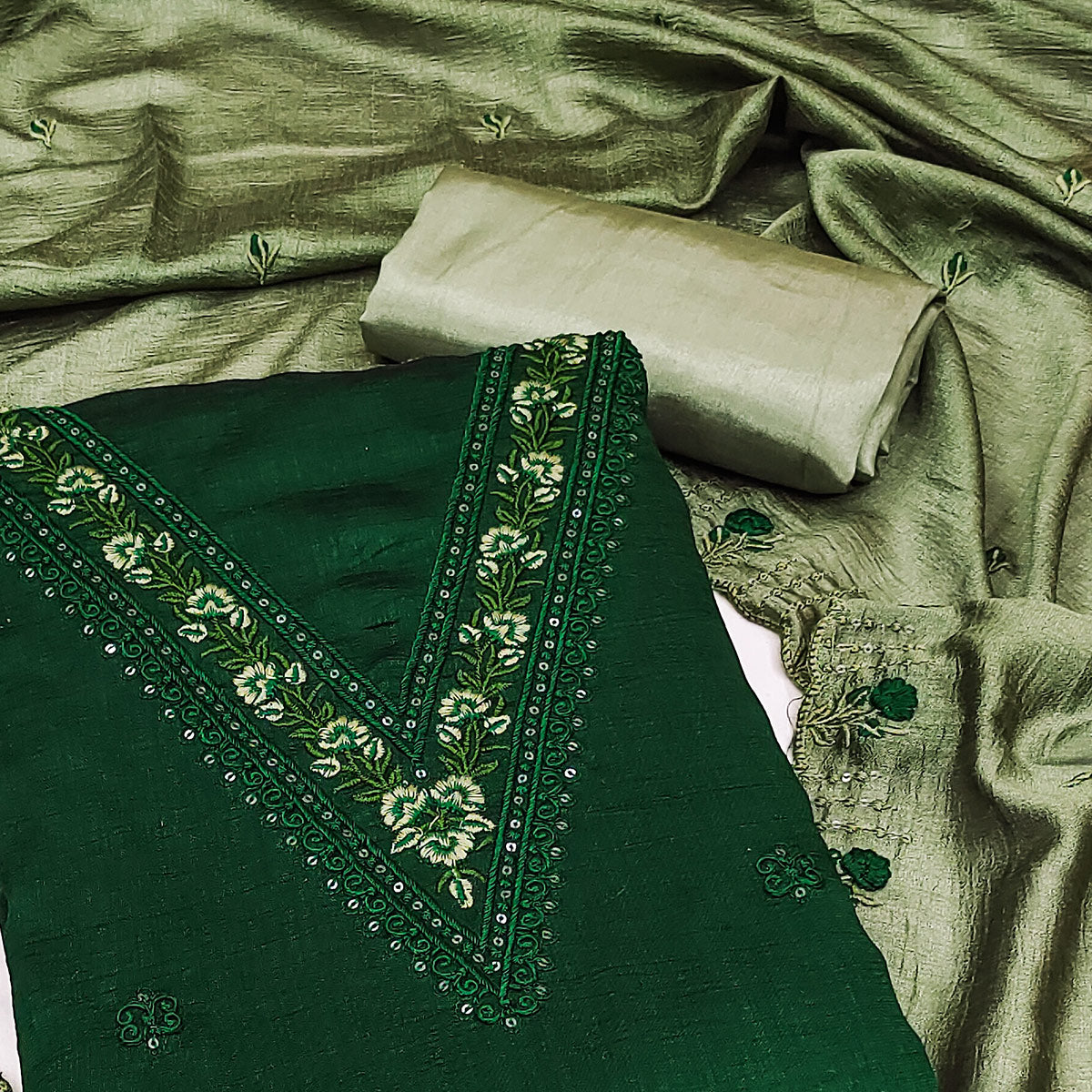 green-floral-emboidered-vichitra-silk-dress-material