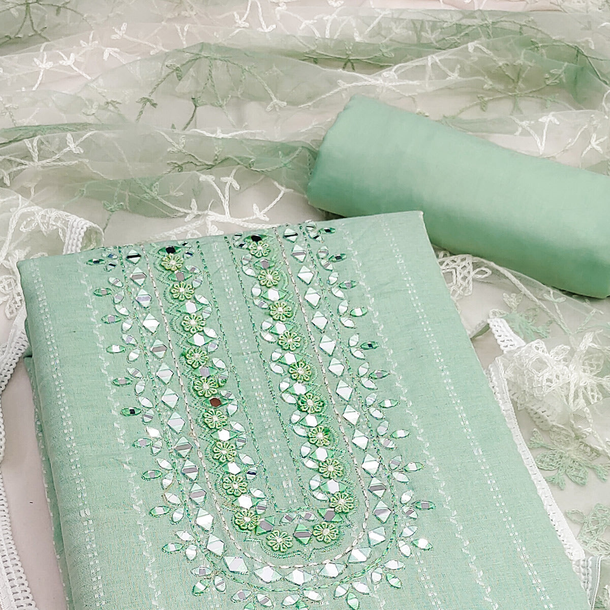 green-woven-pure-cotton-dress-material