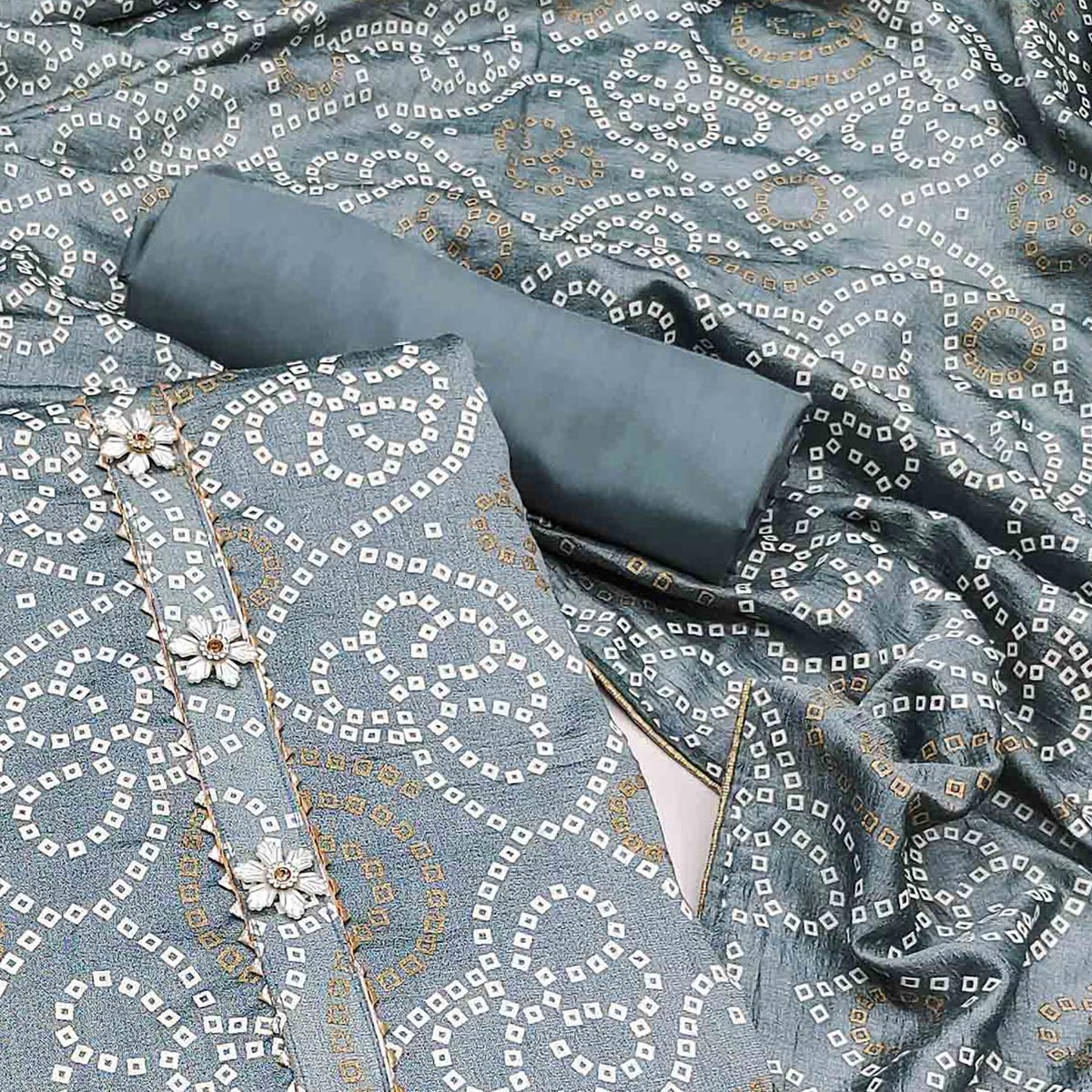 grey-bandhani-printed-vichitra-silk-dress-material