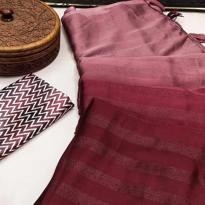 Maroon Woven Art Silk Saree With Tassels