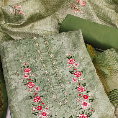 green-embroidered-art-silk-dress-material-2