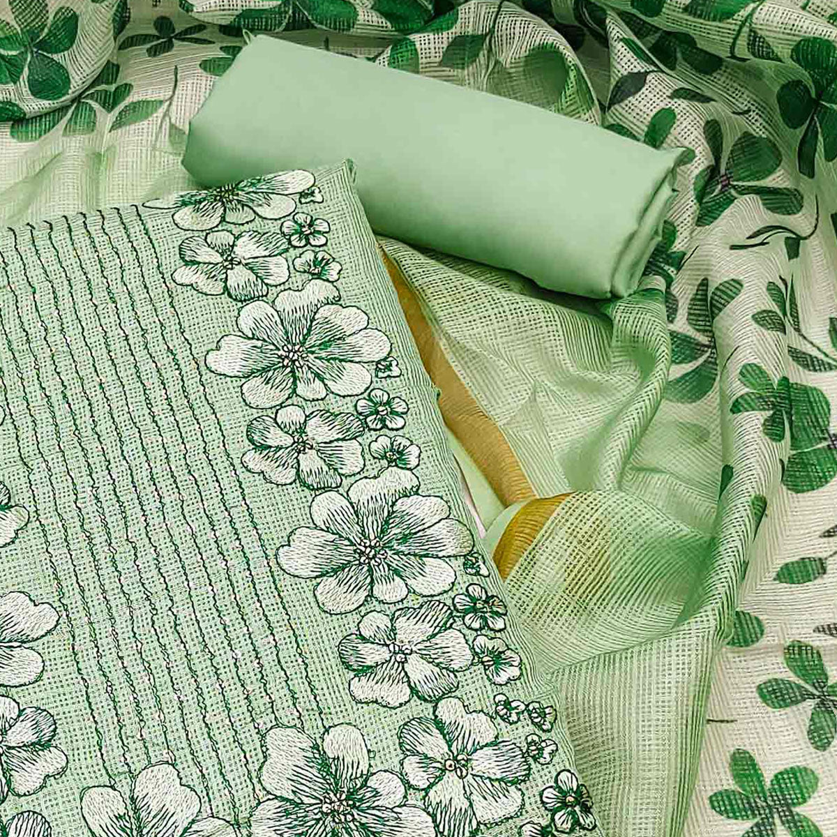 green-floral-embroidered-kota-doria-dress-material-2