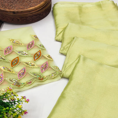 green-solid-chiffon-saree