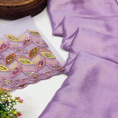 Lavender Solid Chiffon Saree