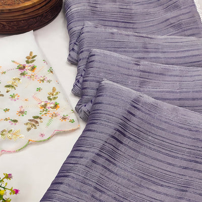 Lavender Solid Woven Chiffon Saree With Lace Border