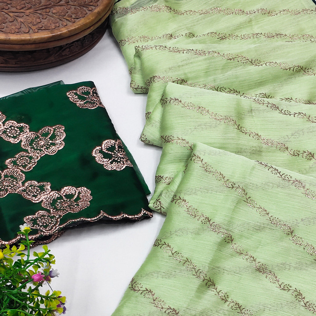 green-foil-printed-chiffon-saree-with-embroidered-border