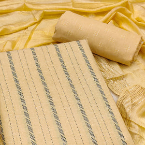 Yellow Woven Pure Cotton Dress Material