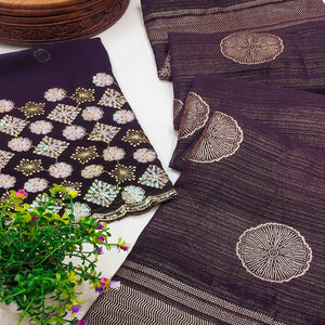 Dark Purple Foil Printed Georgette Saree