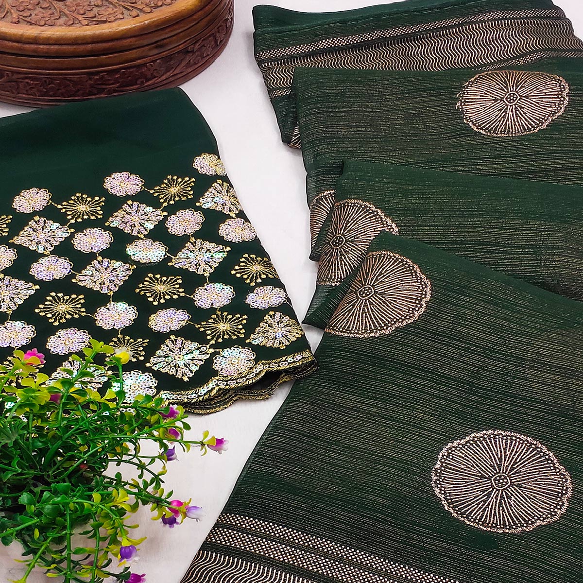 green-foil-printed-georgette-saree-9