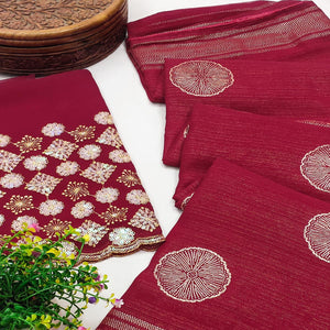 Maroon Foil Printed Georgette Saree