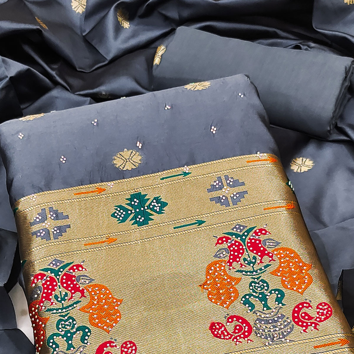 grey-floral-woven-with-swarovski-work-banarasi-silk-dress-material