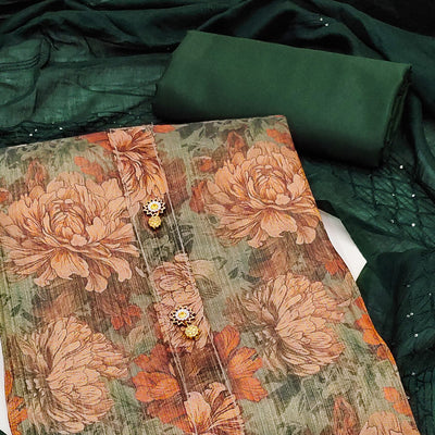 green-floral-printed-cotton-silk-dress-material