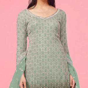 green-sequins-embroidered-georgette-semi-stitched-suit-3