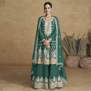 green-floral-embroidered-georgette-semi-stitched-suit