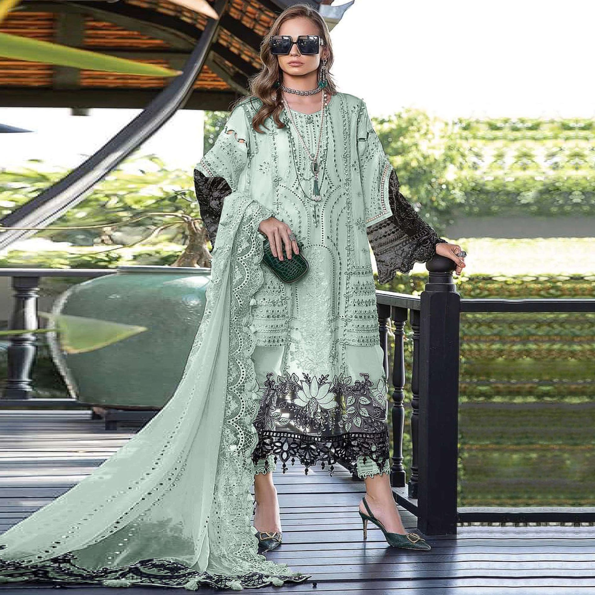 green-floral-embroidered-georgette-semi-stitched-pakistani-suit-3