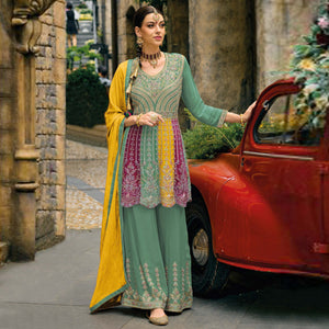 green-embroidered-chinon-semi-stitched-sharara-suit