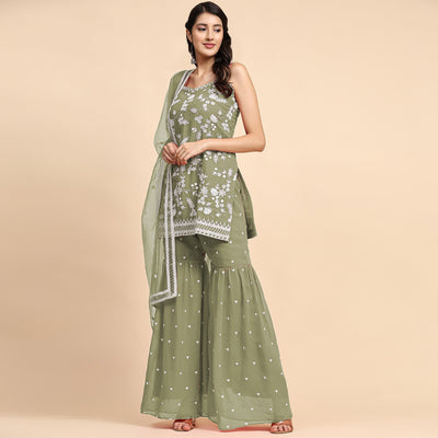 green-floral-sequins-embroidered-georgette-semi-stitched-suit