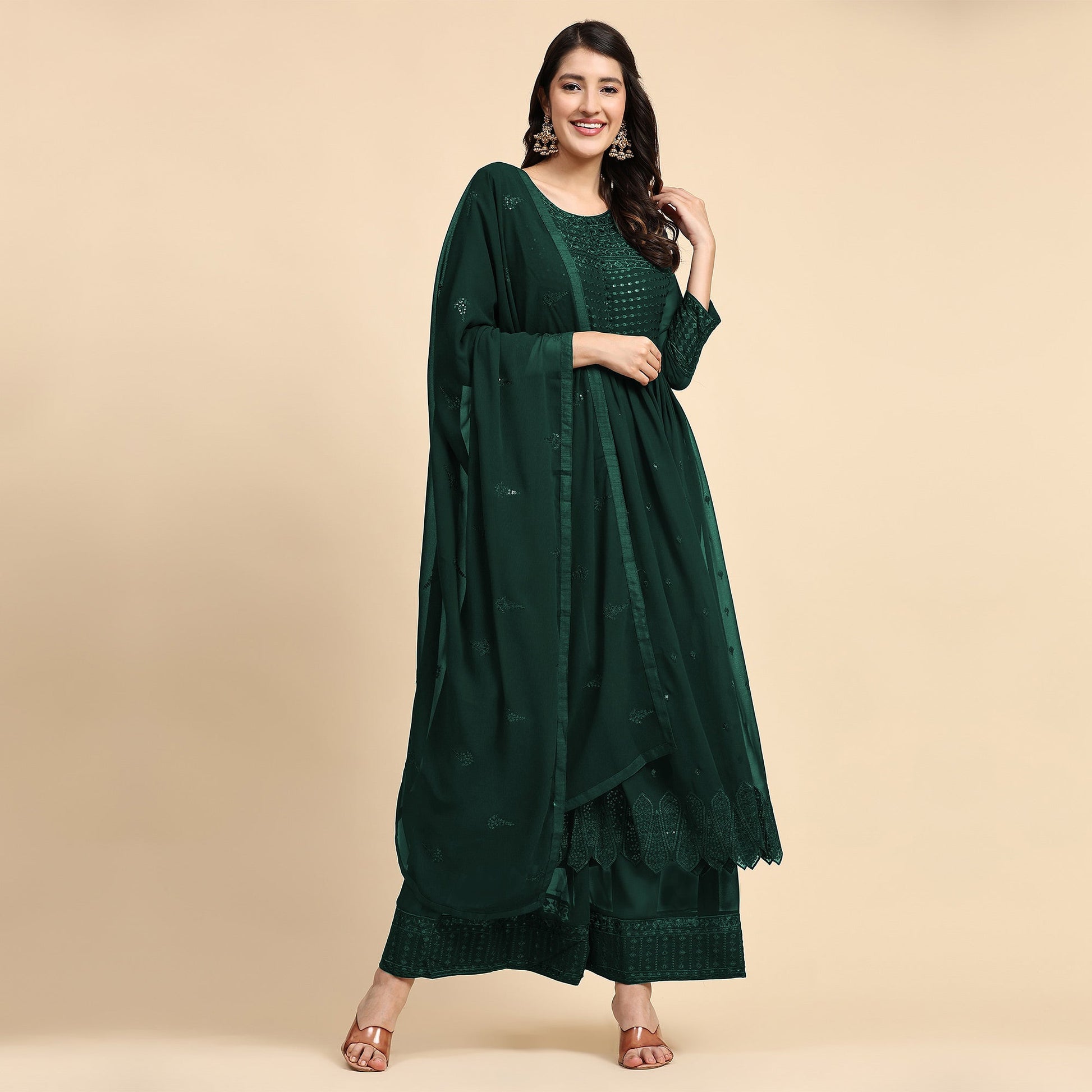 green-sequins-embroidered-georgette-semi-stitched-suit